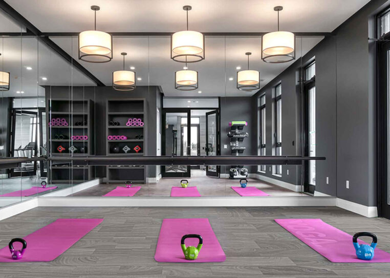 3D rendering of the yoga studio at The Laundry Rooms in Waterloo