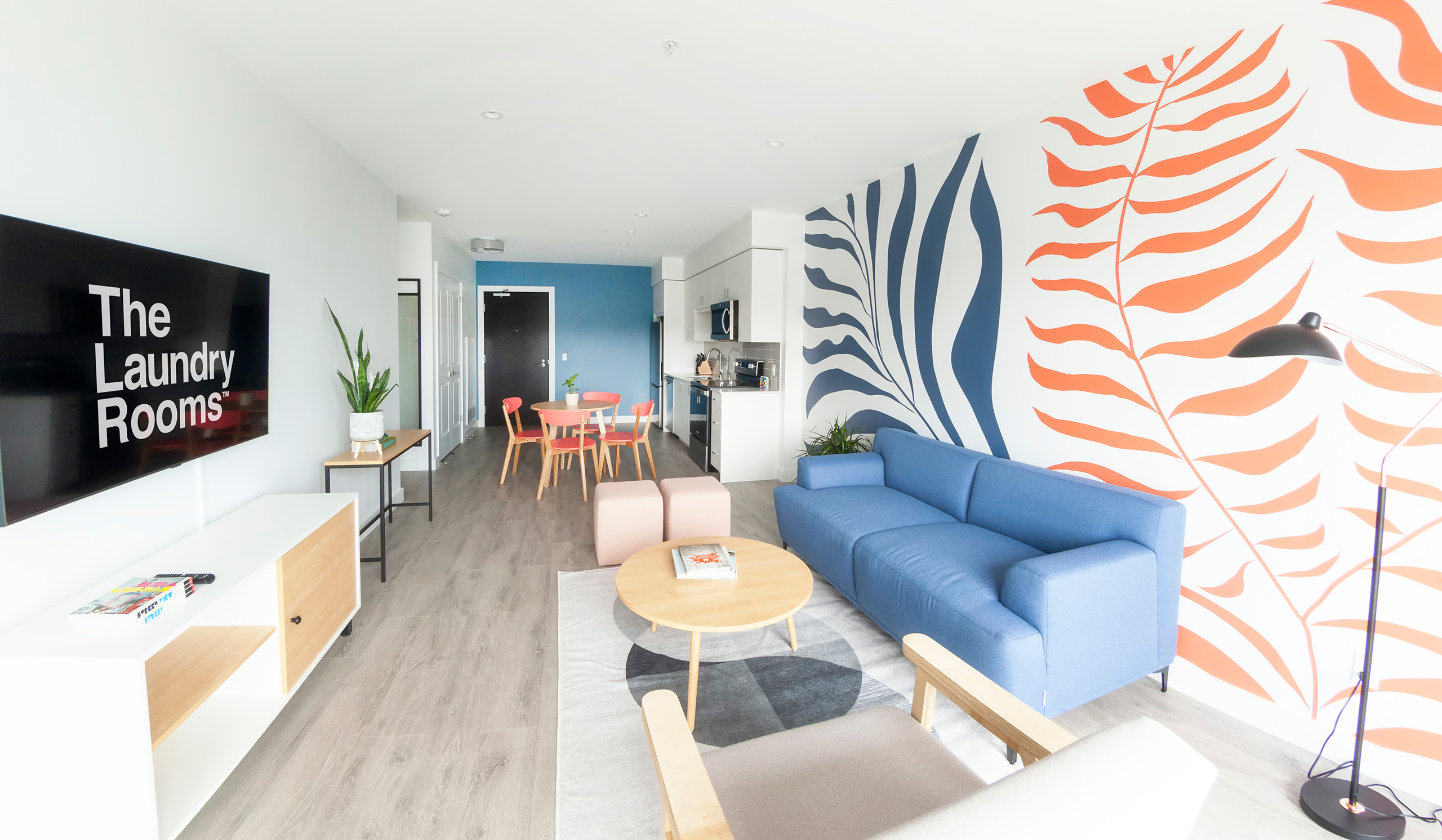 Blue and orange themed suite at The Laundry Rooms Cambridge